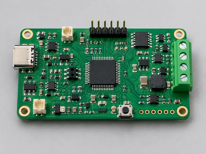 Green prototype controller assembly with programming header and test points