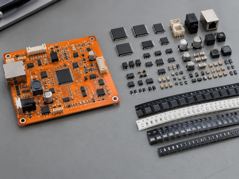 Orange prototype assembly with supplied and sourced electronic components