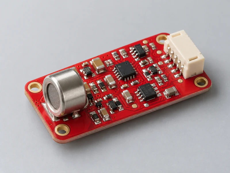 Compact red sensor prototype PCB assembly with analog components
