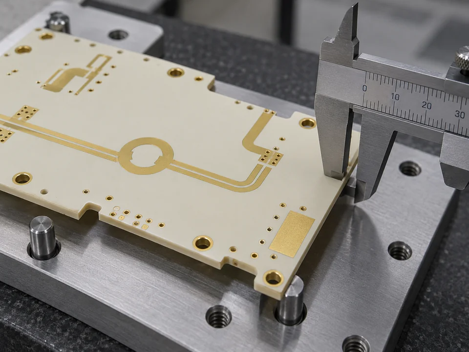 Dimensional measurement of an unpopulated high-frequency RF circuit board